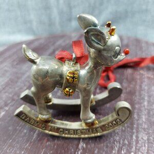 Lenox Babys First Christmas Silver Rocking Horse Ornament 2002 Keepsake